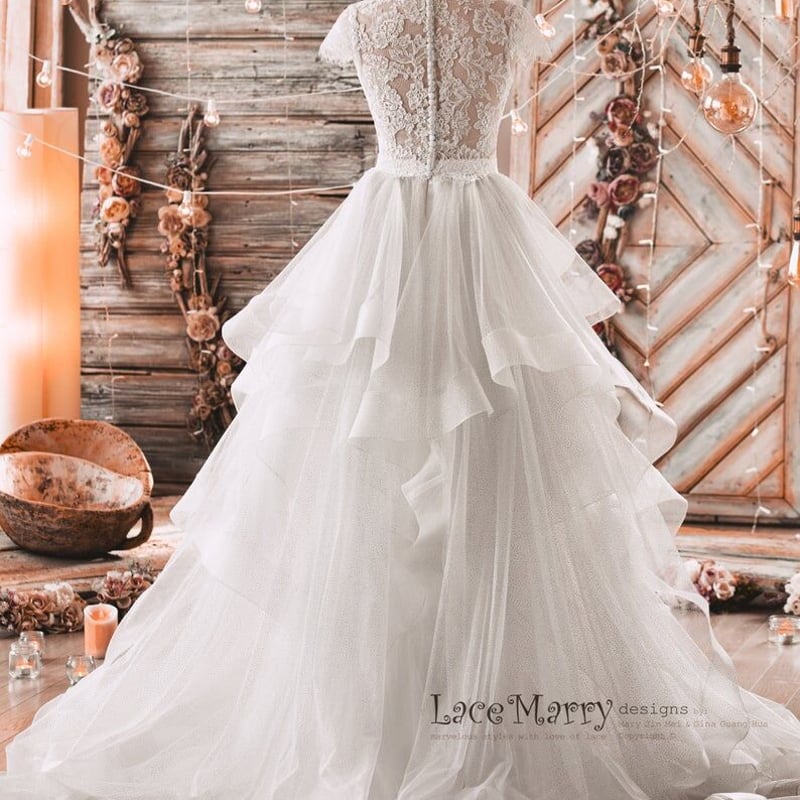 高品質！ウエディングドレス ボレロ リーフ刺繍 可愛い 花嫁