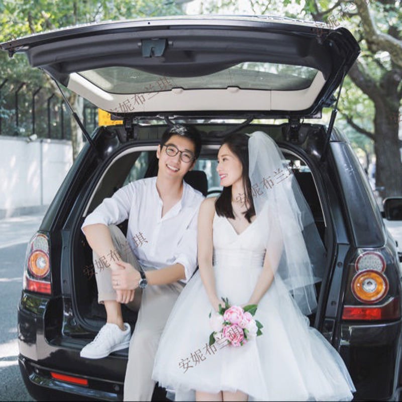 前短後長 ミモレ丈☆レーストップ☆ウエディングドレス パーティー  