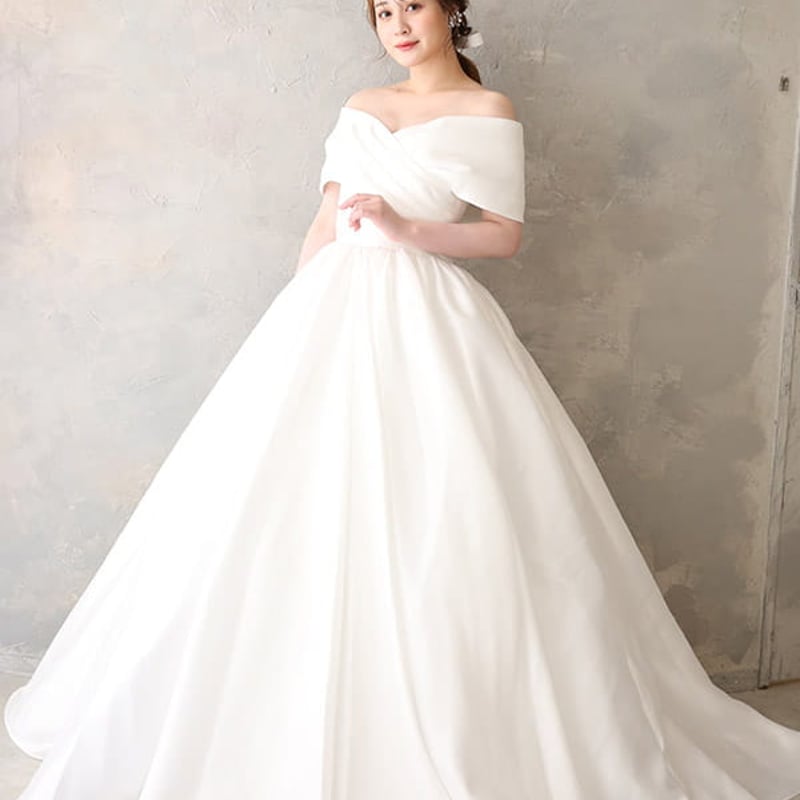 パーティードレス オフショルダー くるみボタン 披露宴/結婚式 オフ