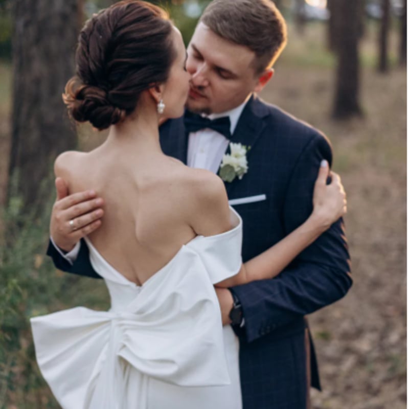 雅やか ウエディングドレス 高級イタリアサテン マーメイドライン  