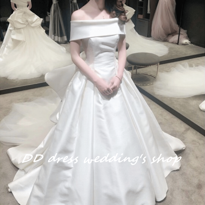 高品質！パーティードレス 花嫁 前撮り オフホワイト オフショル 2次会  