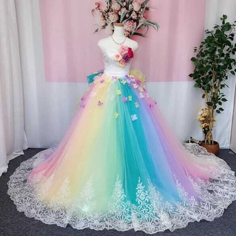 ウェディング/カラードレス/レインボー/親子ペアルックス/120cm ウェディング/カラードレス/レインボー/親子ペアルックス/120cm