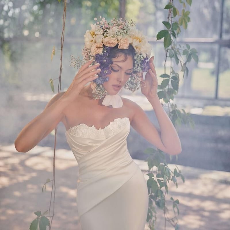 フランス風 ベアトップ ウエディングドレス 前撮り ホワイト  