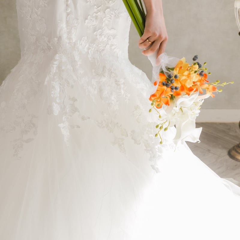 ウェディングドレス オフショル エレガントレース マーメイドライン