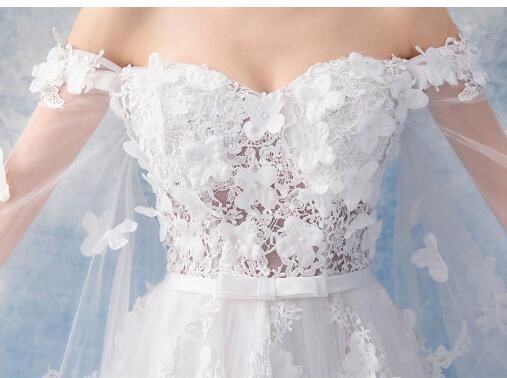 ウエディングドレス ホワイト ソフトチュール オフショル