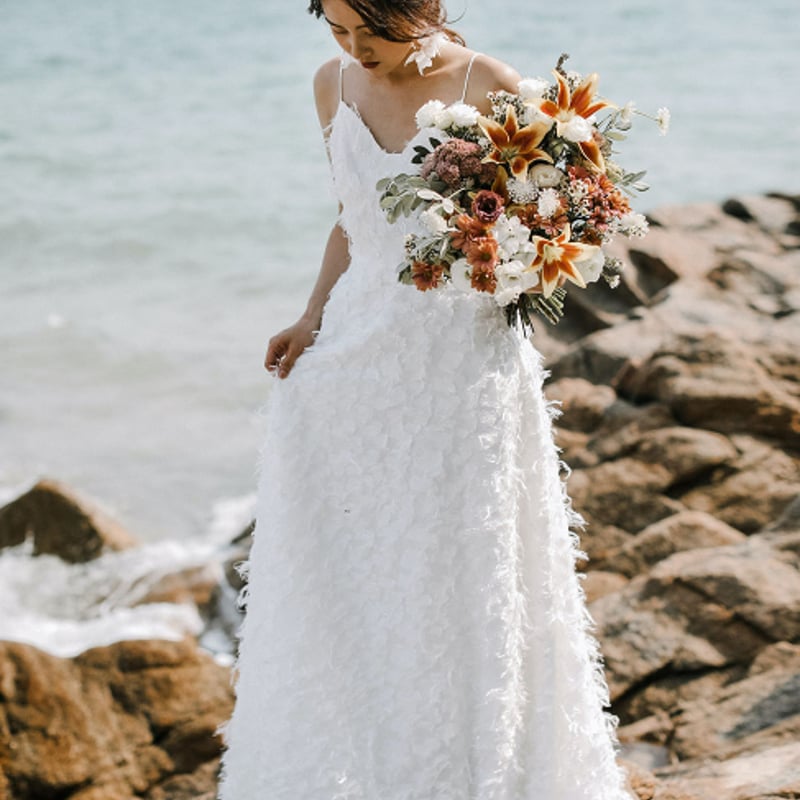 抜群のおしゃれ見え ウエディングドレス オーダーメイド バックレス  