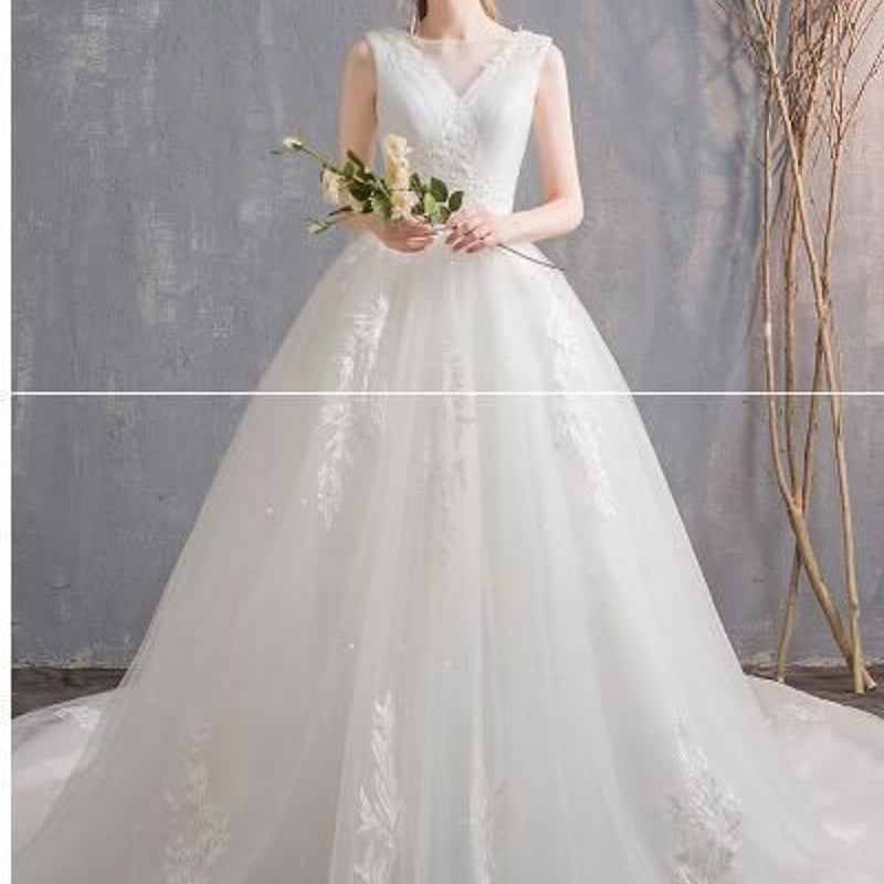 ウエディングドレス ホワイト 上質オーガンジー 肩出し タンク