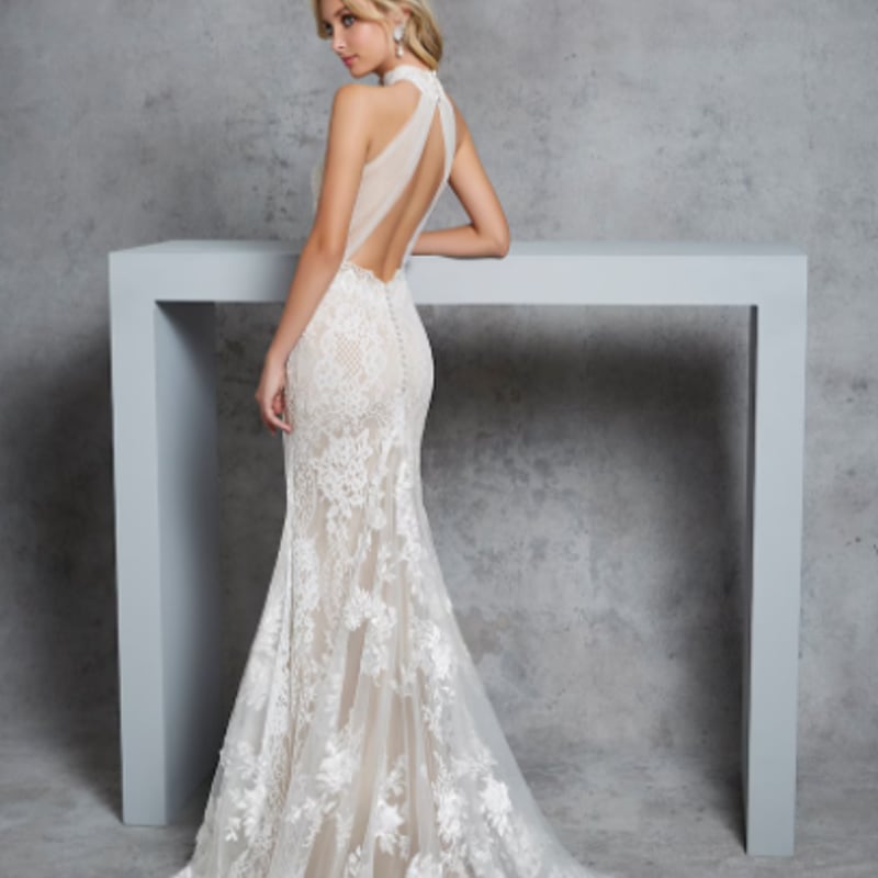 ウエディングドレス 贅沢な小花総レース マーメイドライン ミニ  