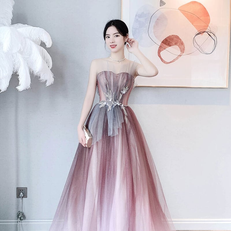 美品！カラードレス コーヒーの色 ベアトップ グラデーション 可愛い  