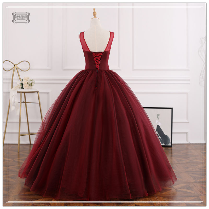 カラードレス ワインレッド ノースリーブ ロング ステージ衣装 ピアノ