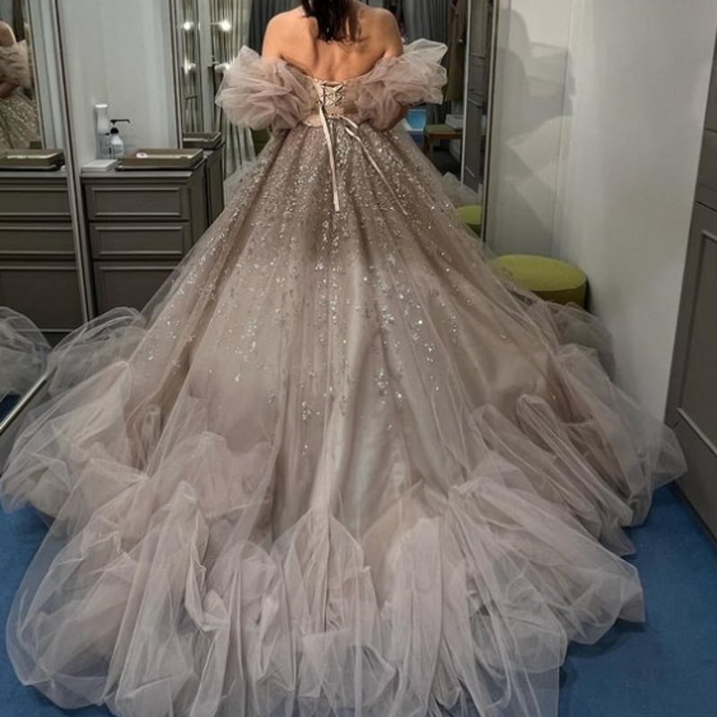 オーダードレス　キラキラドレス カラードレス ウェディングドレス キラキラ 二次会 前撮り 結婚式 発表