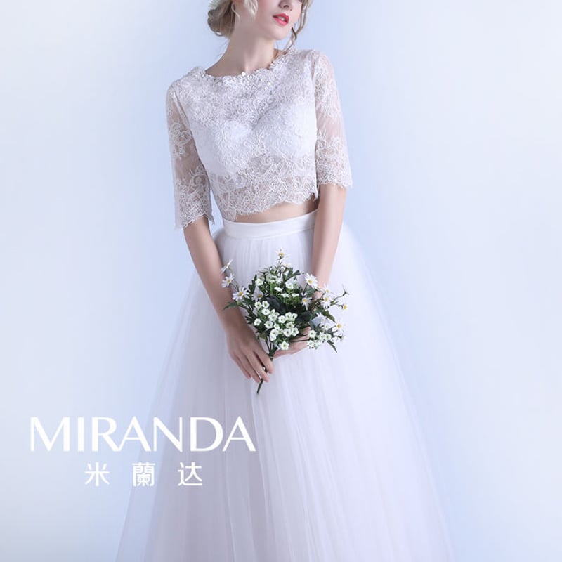 ウエディングドレス 人気上昇 ホワイト ツーピース セパレート 結婚式