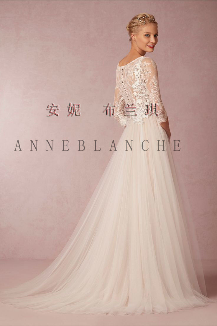 ウエディングドレス ソフトチュール レース エレガント