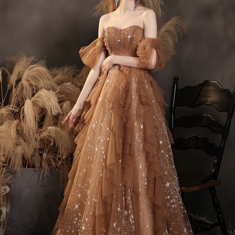 高品質！可愛い パーティードレス ソフトチュール プリンセスライン  