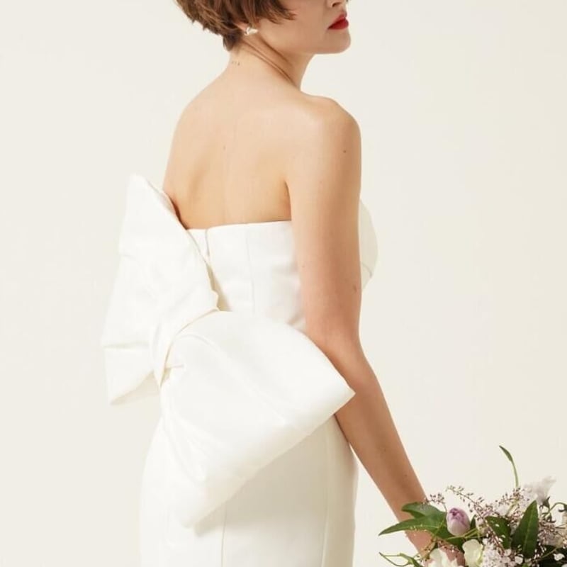 パーティードレス ふっくら柔らかなバックリボン ベアトップ  