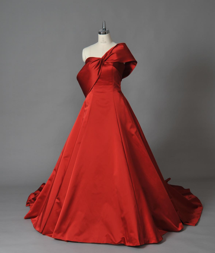 ショルダーリボン ボルドードレス パーティードレス ボルドー色 ショルダー型 リボン 結婚式 2次会 | D