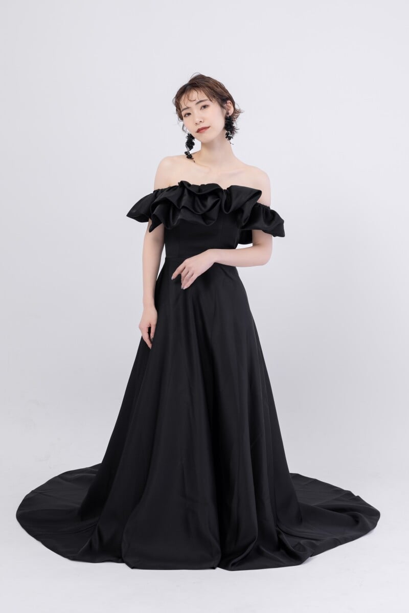 パーティードレス ブラック オフショル 2次会 可愛い