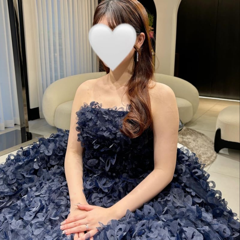 カラードレス ベアトップ ネイビー デザイン感 ロング 花嫁 前撮り