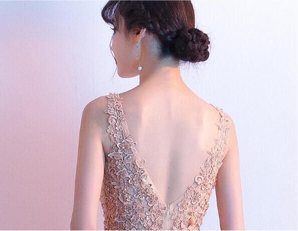 大人気上昇 薄ピンク マーメイドライン パーティードレス Vネック