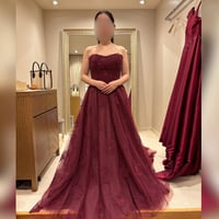 カラードレス ボルドー色   花柄モチーフで刺繍が美しい   華やかなトレーン   ビスチェドレス   花嫁 前撮り