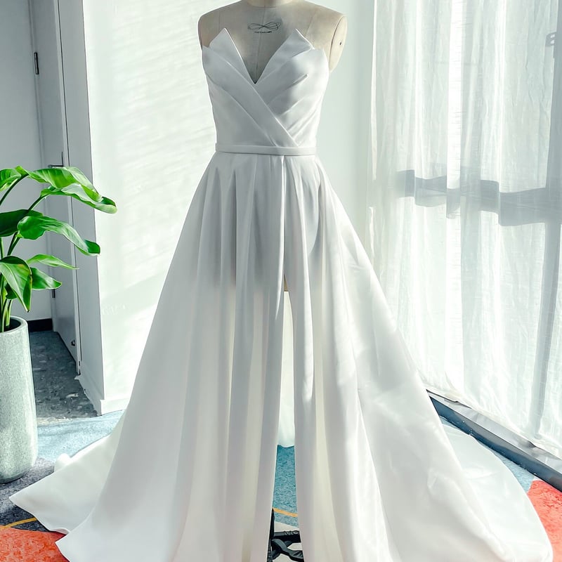Aライン Vネック サテン ウェディングドレス | David1021k Dress Aライン Vネック サテン ウェディングドレス | David1021k Dress