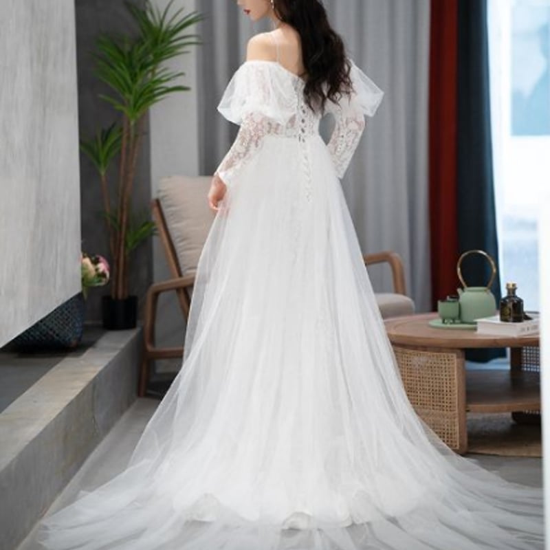 ウェディングドレス エレガント エアリー感 オフショルダー  