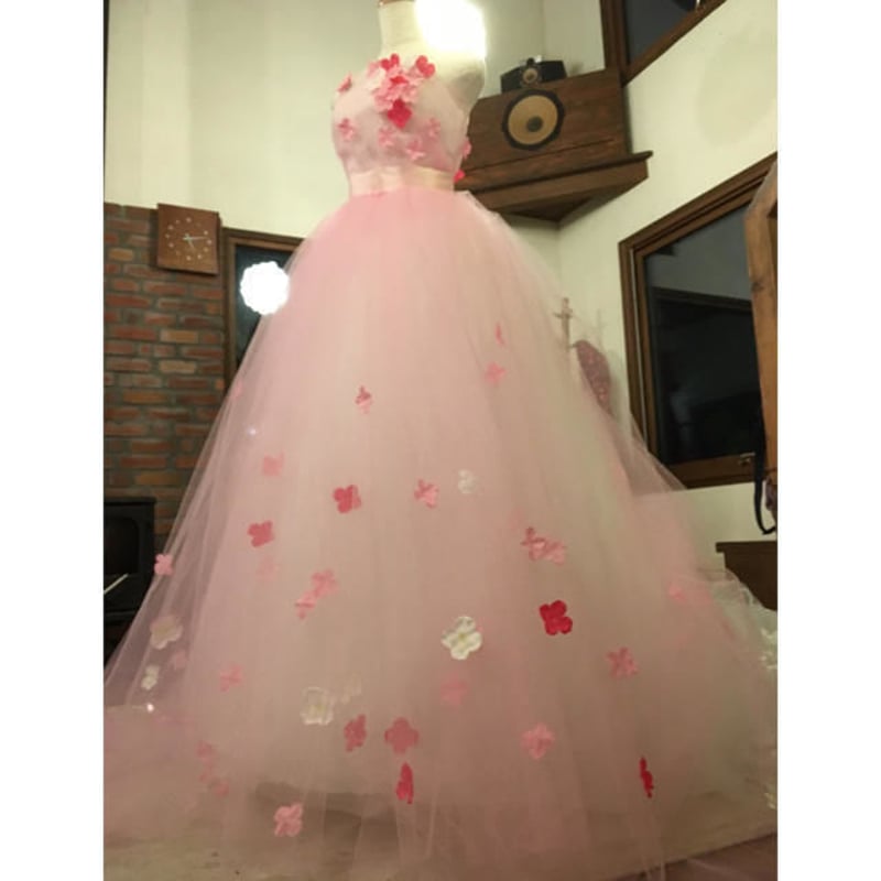 ウエディングドレス用オーバードレス 上下セット お花びらが撒いた  