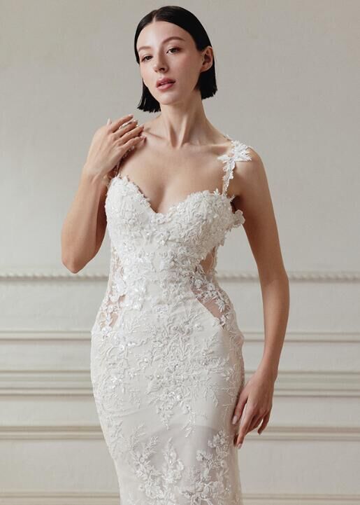 ウエディングドレス aライン ミニ丈 透け感 白 袖なし キャミソール