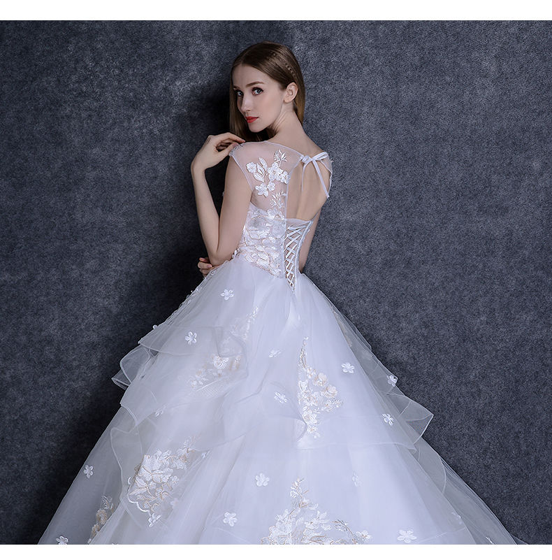 ウエディングドレス ホワイト 上質オーガンジー タンクトップ編み上げ