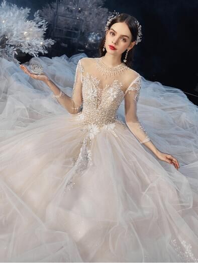 上品！ウエディングドレス ホワイト フィッシュテール ハンド