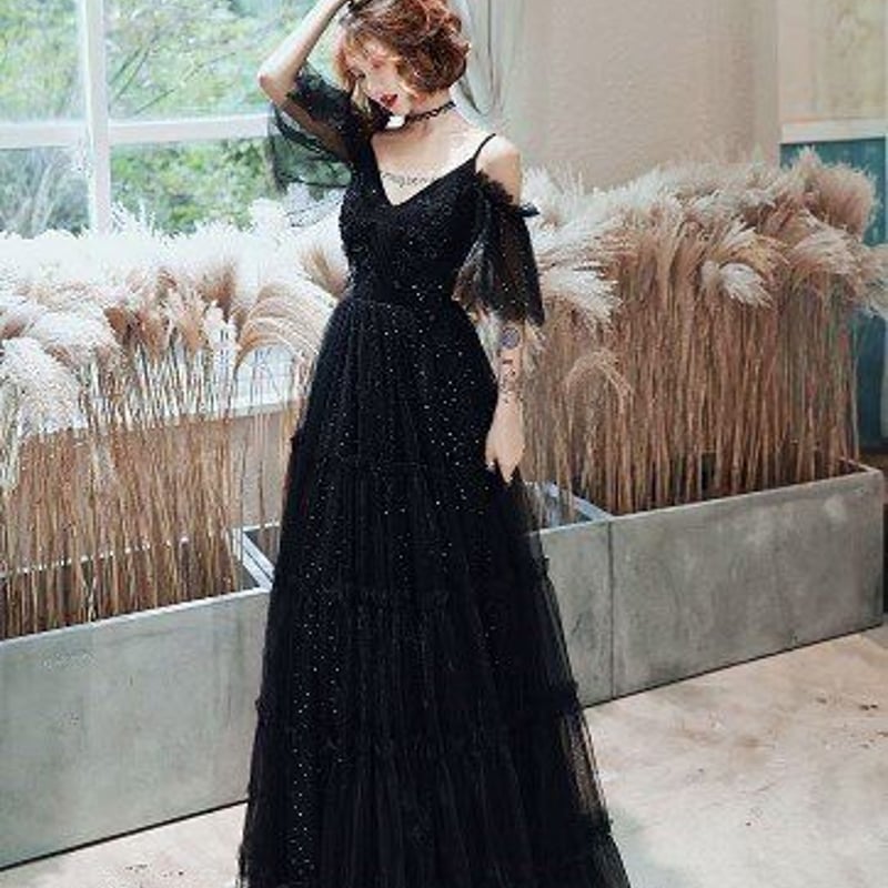 シルク100%　パーティーロングドレス 美品シルクドレスロングドレス黒シルクパーティドレス結婚式お呼ばれ