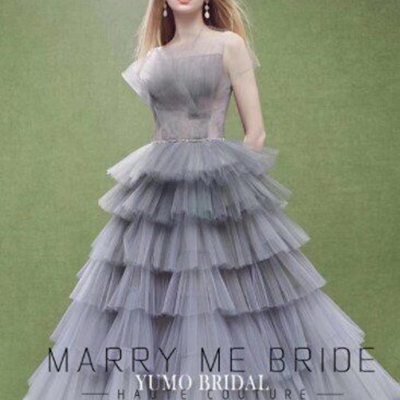 豪華！ パーティードレス グレー ベアトップ キャミソール 柔らかく  