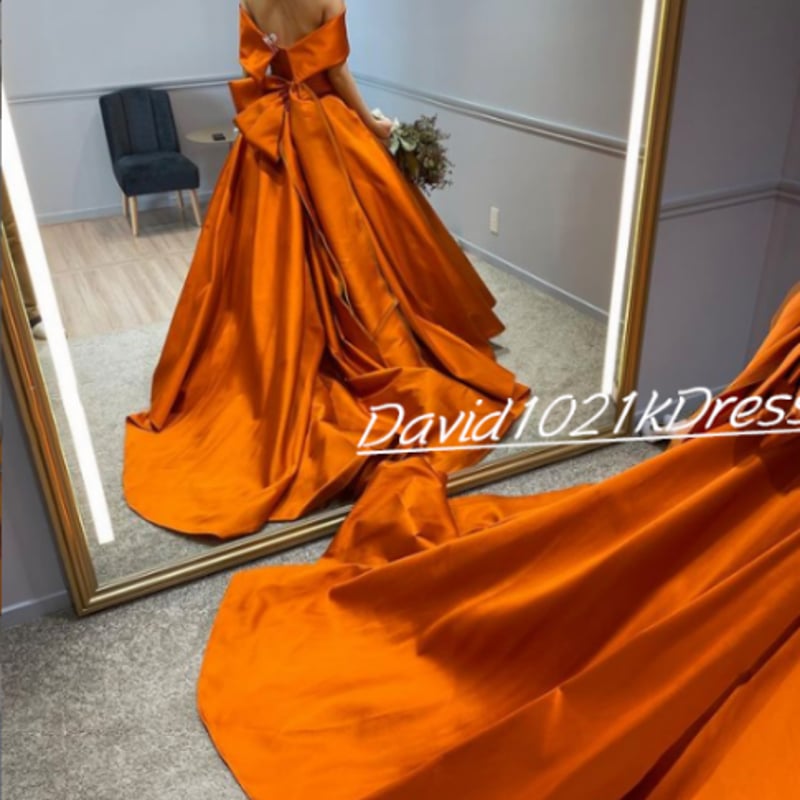 高品質！テラコッタカラードレス 取り外しロールカラー+リボン