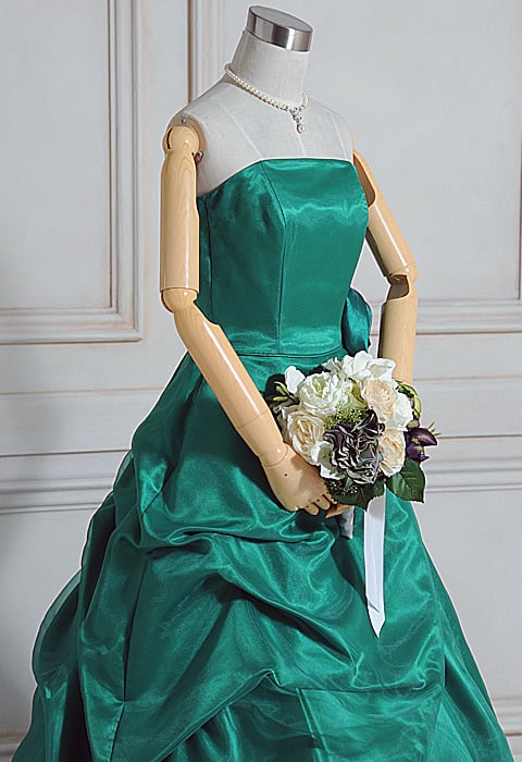 高品質！カラードレス サテン ボリュームドレス ファスナー