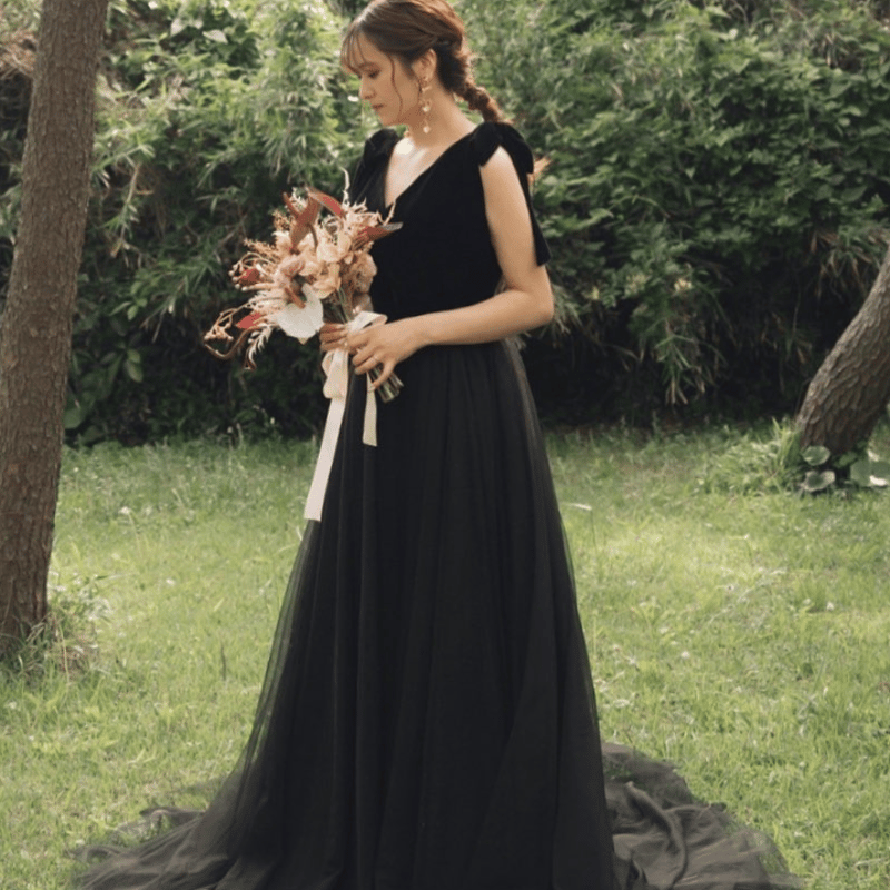 ウエディングドレス カラードレス キャミソール 高級ベロア Vネック