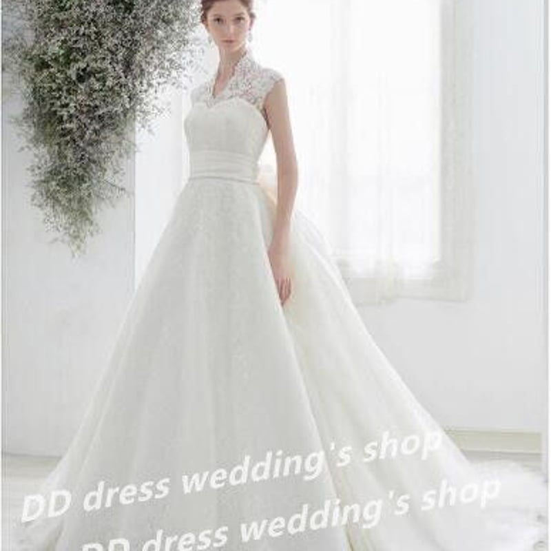 高品質！ベアトップ ウエディングドレス 3D立体レース刺繍 華やかな  