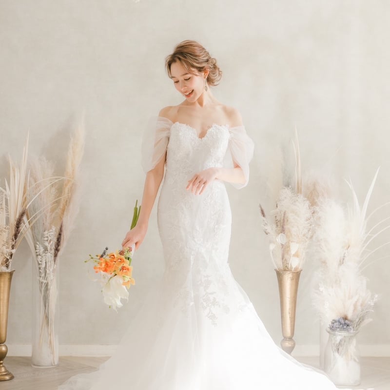 ウェディングドレス オフショル エレガントレース マーメイド