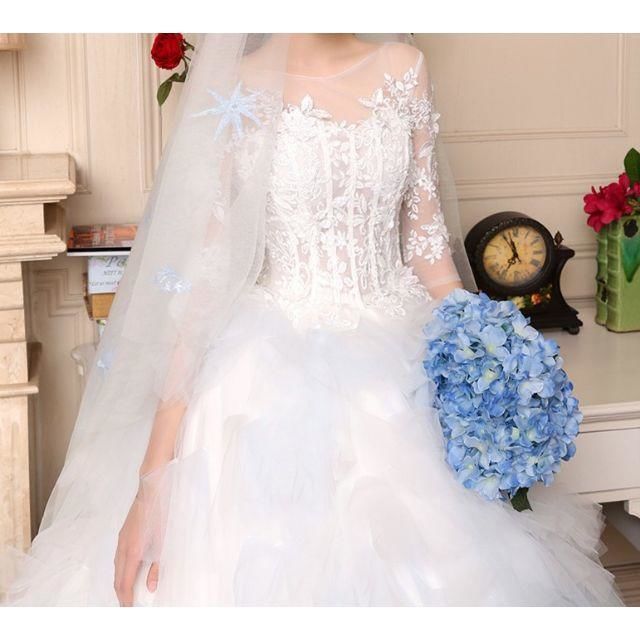 青空 海風 カラードレス ウエディングドレス ロングトレーン