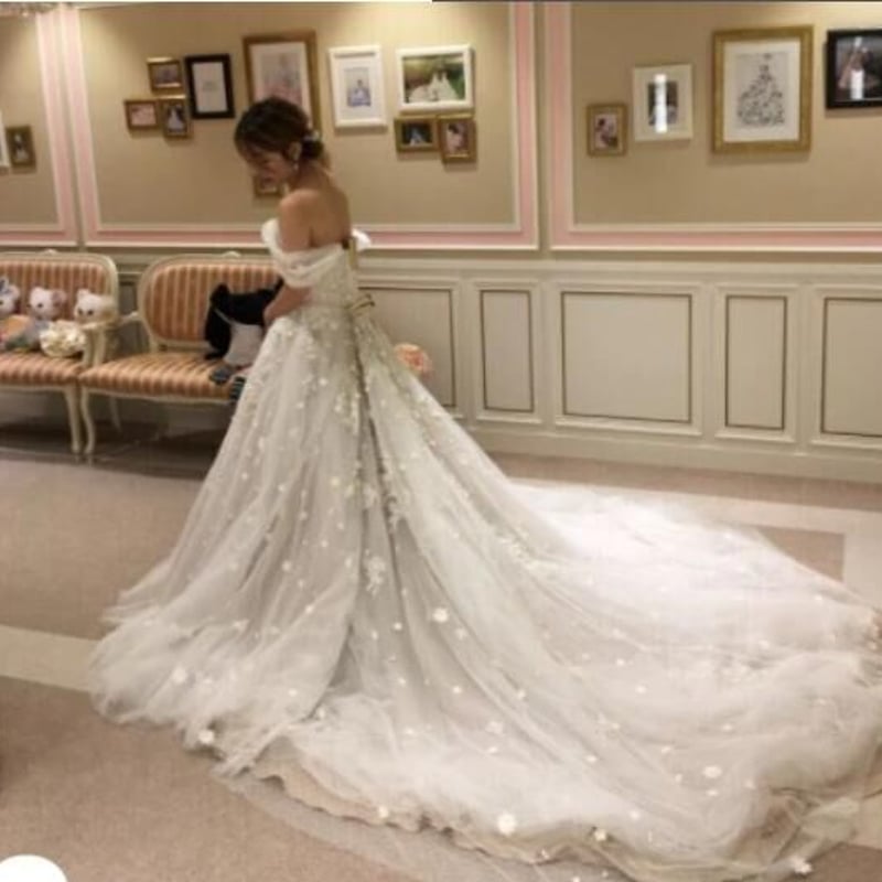 ソフトチュールのウェディングドレス ウェディングドレス デザイン感 爽やかで優しいブルー ソフト