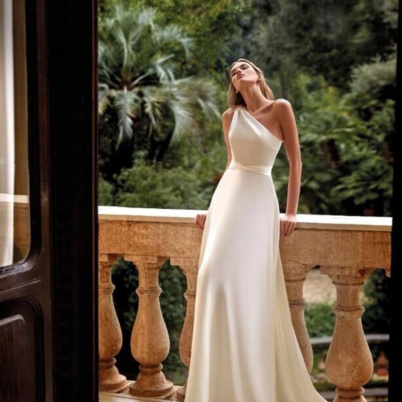 パーティードレス ワンショルダー パール バックレス ファスナー 2次会  