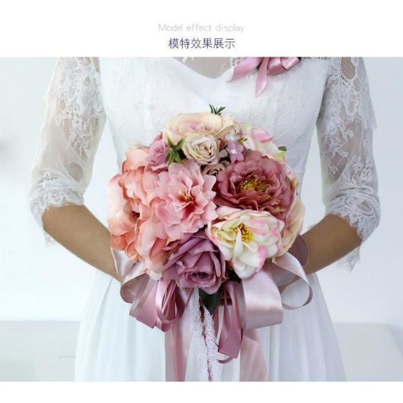 ウェディングブーケ ブートニア 結婚式 前撮り ピンク 花束 【公式通販】
