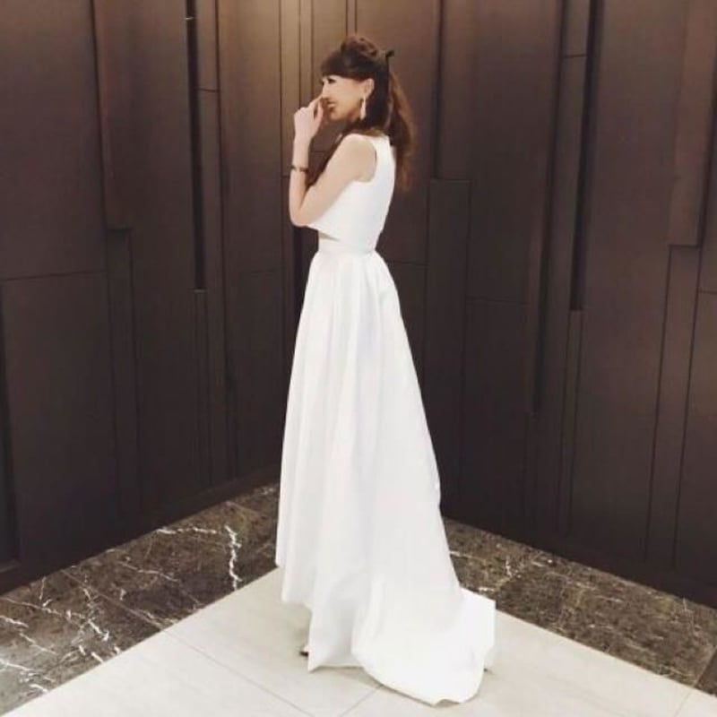 ホワイト 2ピース セパレート ウェディングドレス 結婚式ツーピース セパレートドレス ウエディングドレス