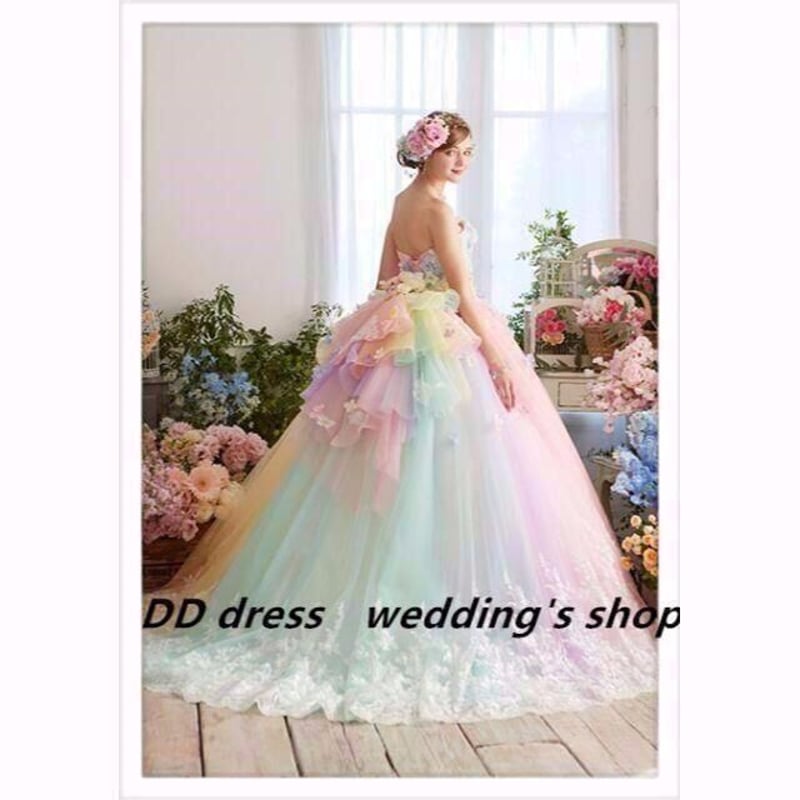 カラードレス ウェディングドレス ロングドレス レインボードレス バースデー カラードレス ウェディングドレス ロングドレス レインボードレス