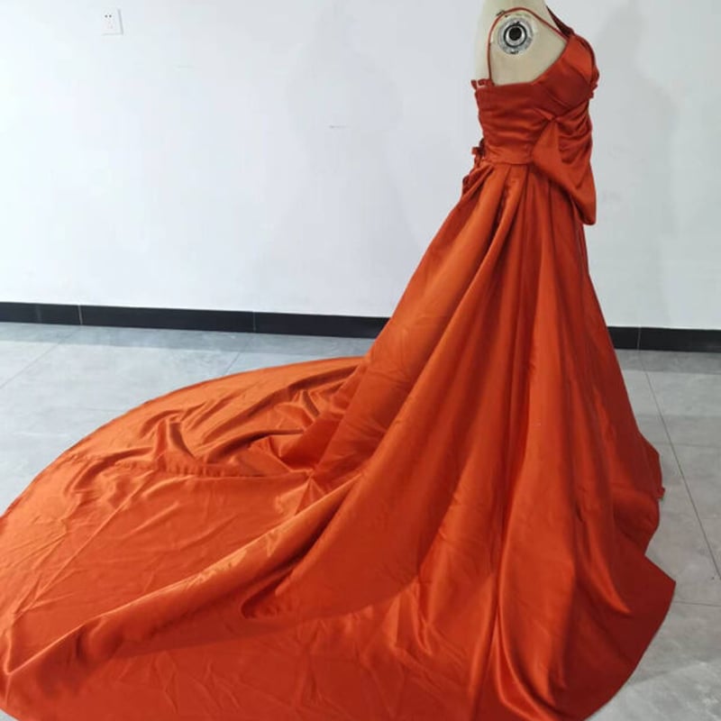 高品質！ パーティードレス トレンドのオレンジ キャミソール 結婚式  