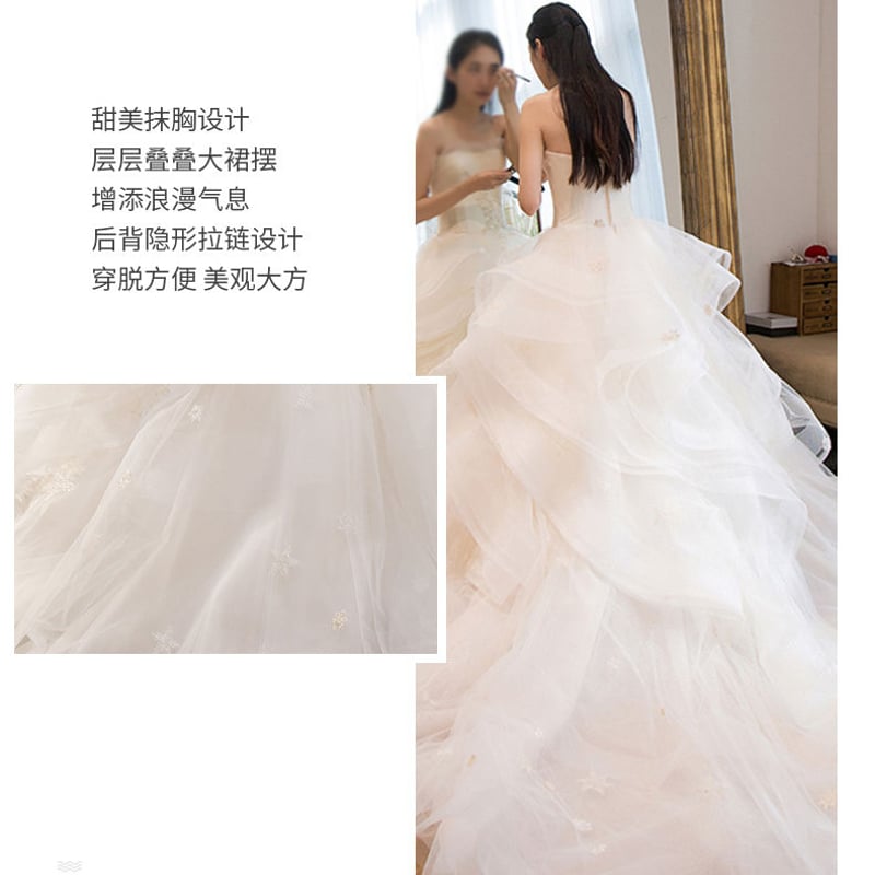 豪華さ、お花のチュールウェディングドレス ドレスワンピース