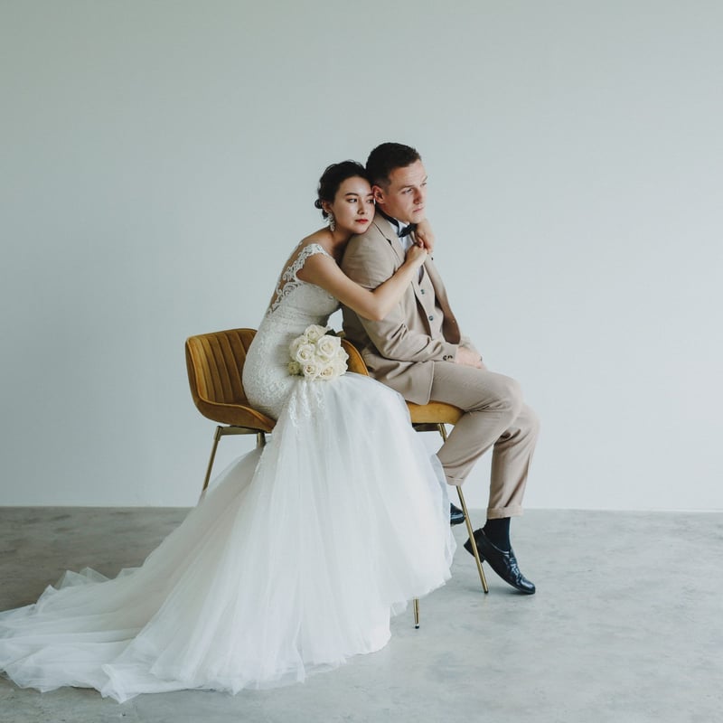 ウェディングドレス 華やか フレンチスリーブ マーメイド 贅沢な総  