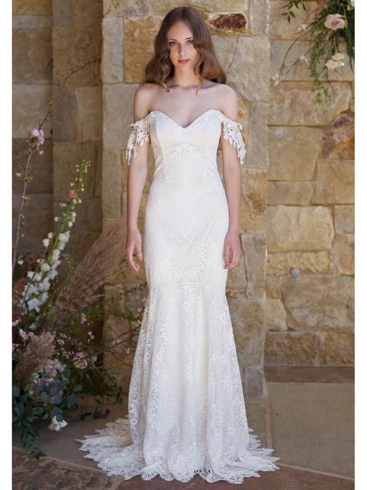 フランス風 ウエディングドレス オフショルダー Aライン ミニ