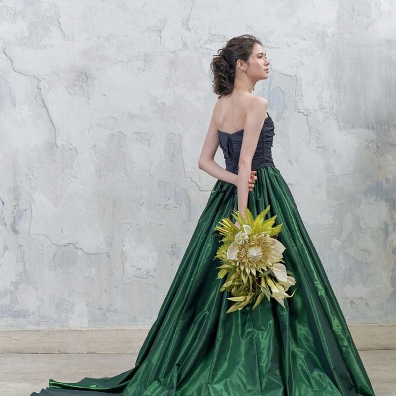 グリーン　前撮り　ドレス　二次会　披露宴　お色直し　パーティー　カラードレス 20代 ファッション グリーン 前撮り ドレス 二次会 披露宴 お