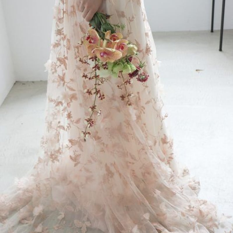 フランス風 Vネック キャミソール ウエディングドレス 前撮り 3D立体  