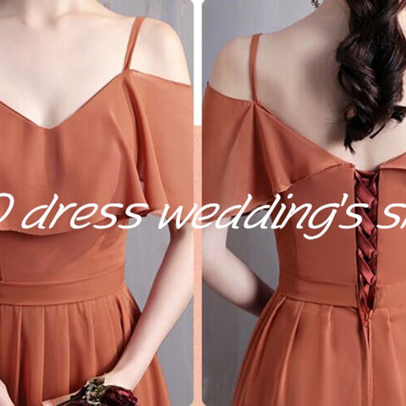 上品！パーティードレス テラコッタ色 キャミソール スレンダーライン  